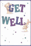 Brimming with optimism, this illustrated get well card features two tender companions: a sweet, soft teddy bear and an animated puppy, each joyfully clasping and balancing on the bold, multicoloured letters spelling 'Get Well.' The vibrant indigos and teals of the text stand out against a soothing cream background, enlivened by clusters of stars that twinkle in hues reminiscent of Paddington's fresh spring mornings. The fur of the bear and puppy is so sensitively rendered, you can almost feel their comforting embrace-an artistic detail echoing the hands-on care delivered daily by Paddington Florist. Light fills the card, enhancing every stroke and shadow, and imbuing the piece with a sense of clarity and sincerity. Like a cheerful floral bouquet hand-delivered to a friend near Paddington Basin, this card is a beacon of emotional warmth and hope, offering not just good wishes, but a true gesture of kindness to brighten a difficult day.